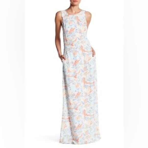 Maje Print Maxi Multi Color Long Sleeveless Scoop Neck Dress Size: 1 - Picture 3 of 3